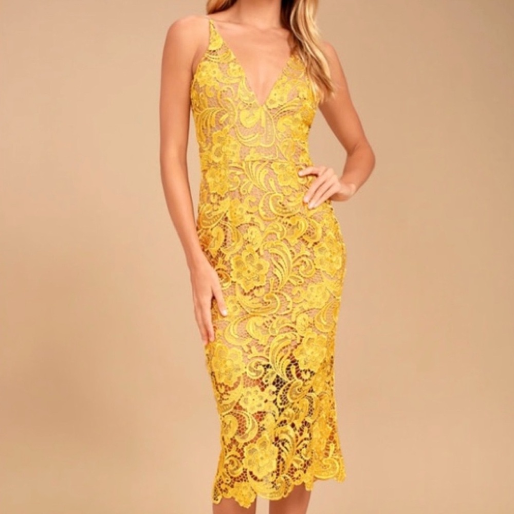 Dress The Population Marie Lace Midi Dress XS